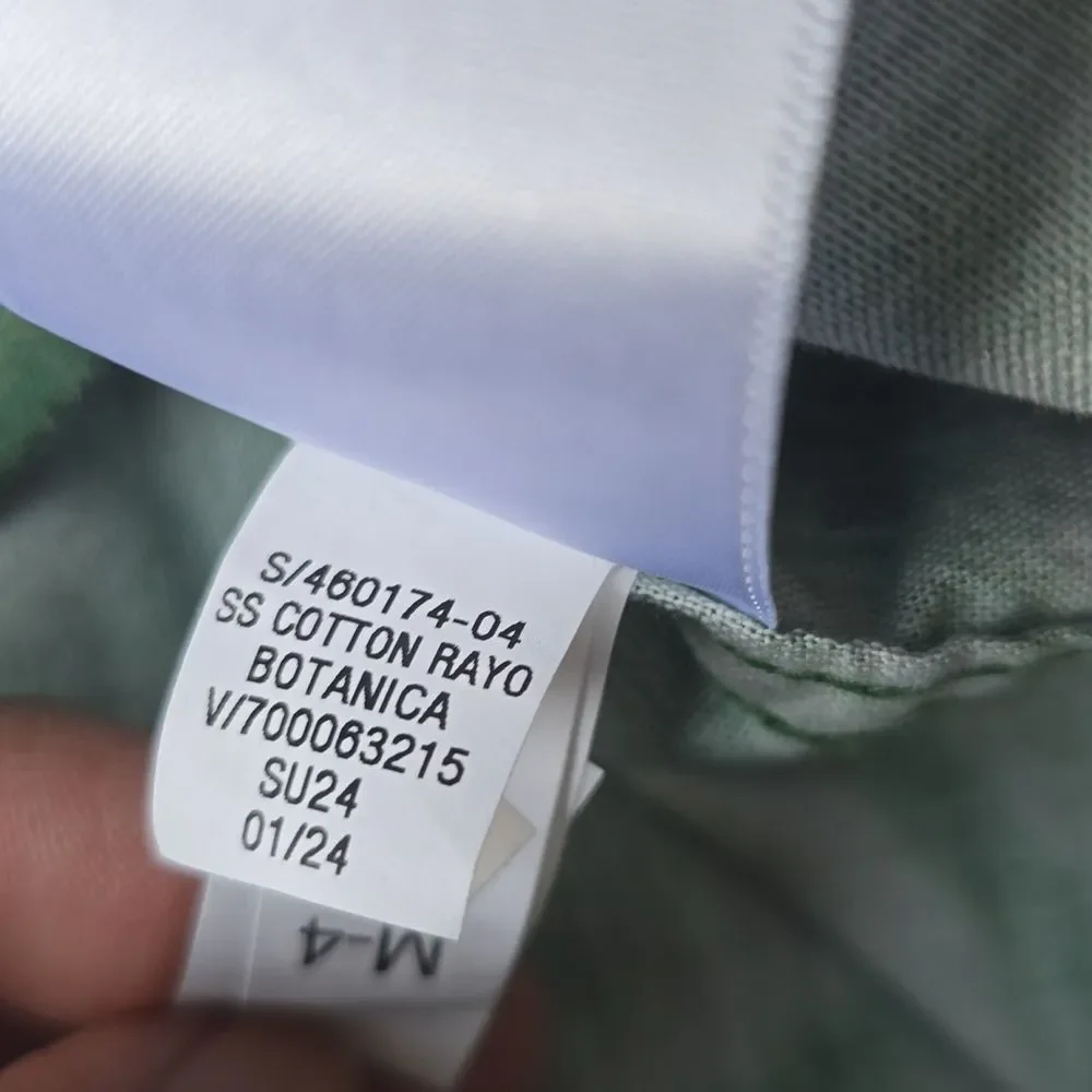 Banana Republic NWT Men Tie‎ Dye Botanical Green Short Sleeve Button Up Shirt XL